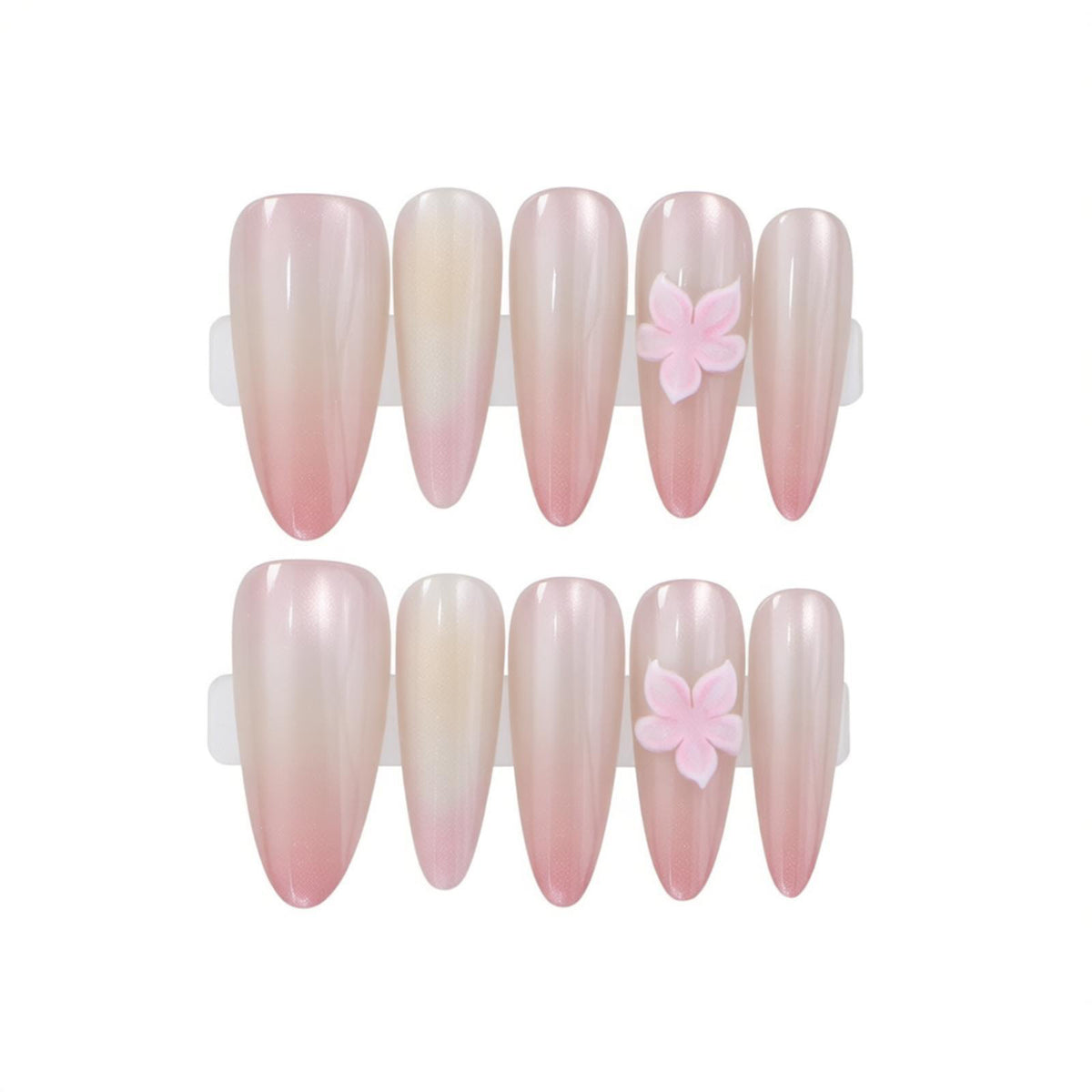 Elegant Press-On Nail Set with Floral Accents Acalora