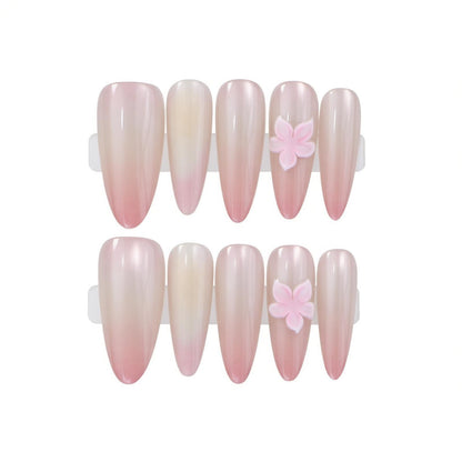Elegant Press-On Nail Set with Floral Accents Acalora