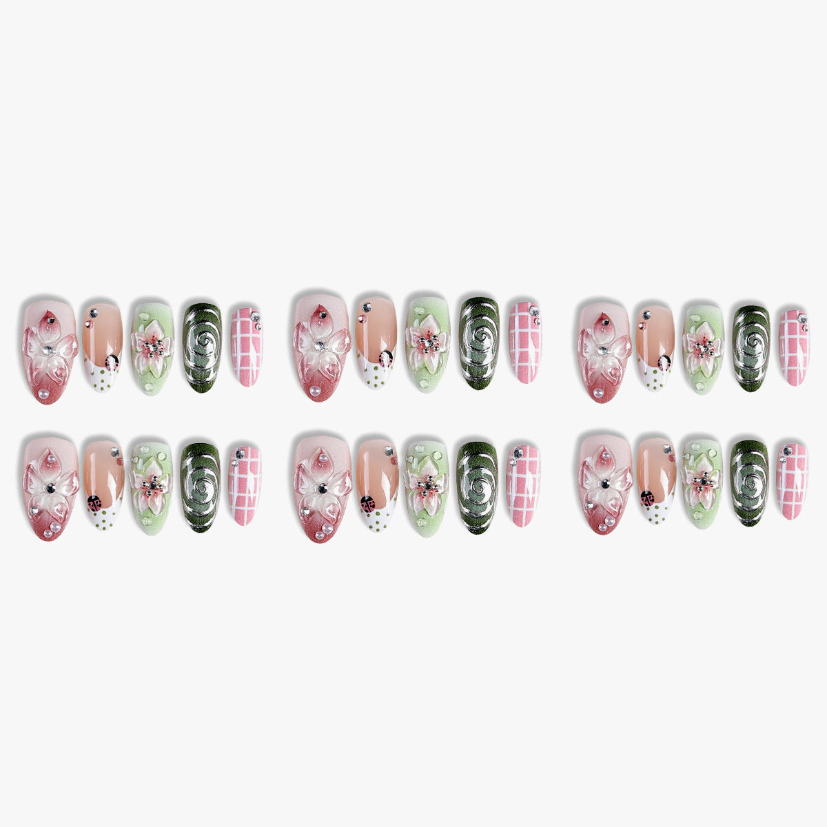 Artistic Floral Design Press-On Nail Set Acalora