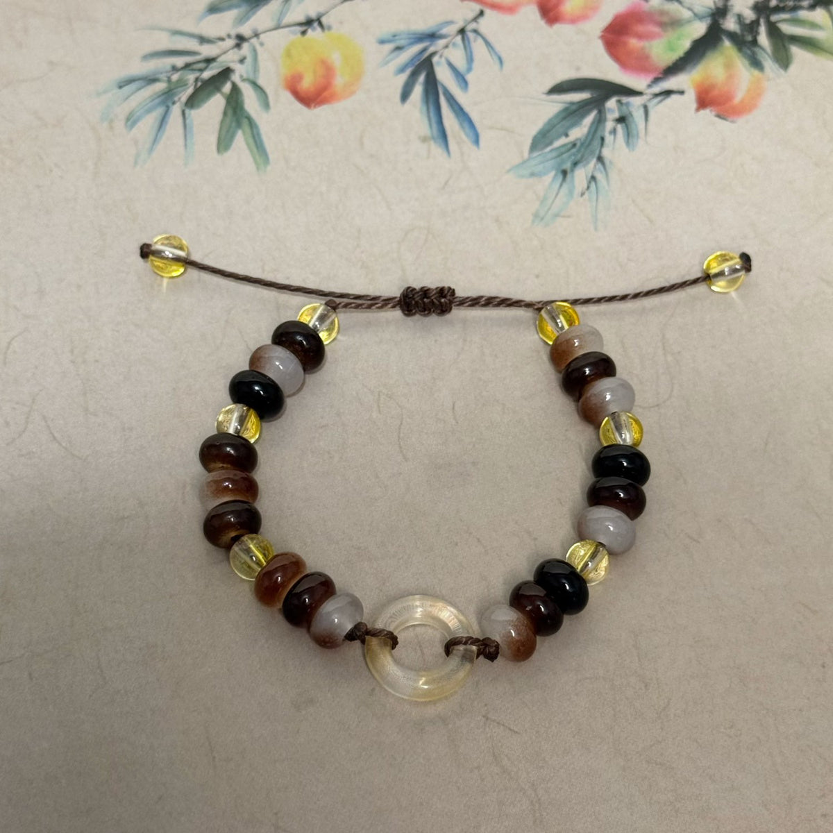 Adjustable Gemstone and Glass Bead Bracelet Acalora
