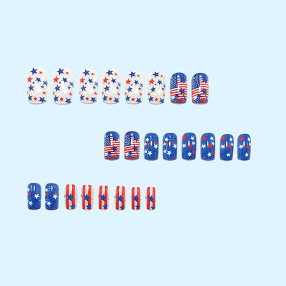 Artificial nails with patriotic star design Acalora