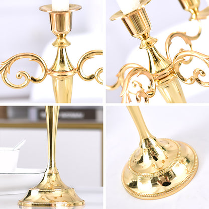 Ornate Gold Five-Arm Metal Candelabra Centerpiece Acalora