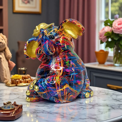 Artistic elephant figure with football motif Acalora