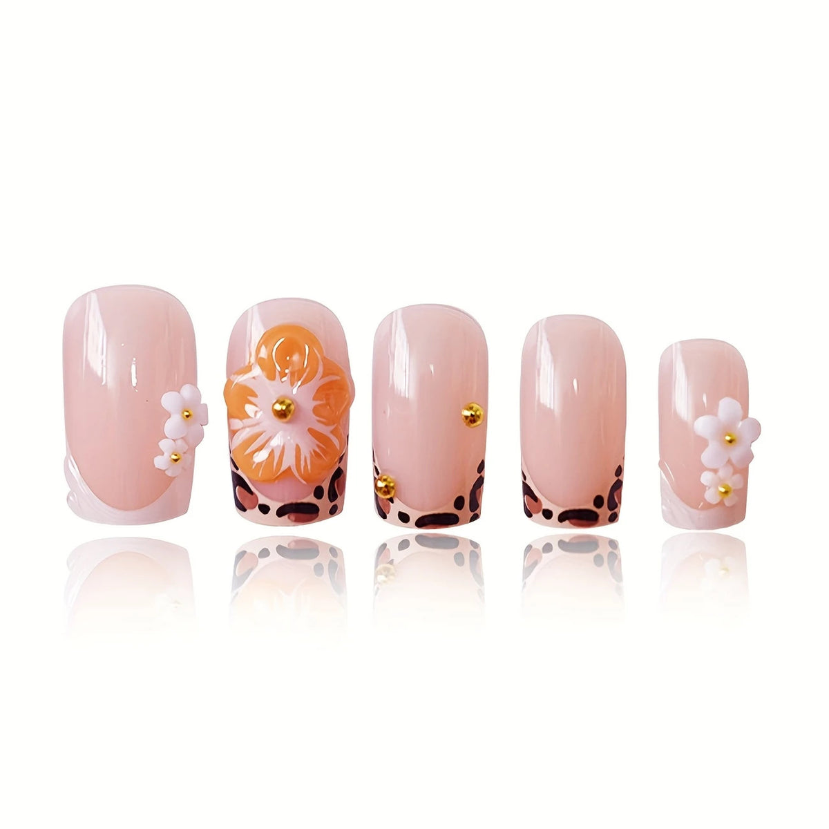 Decorative Floral Press-On Nail Art Acalora