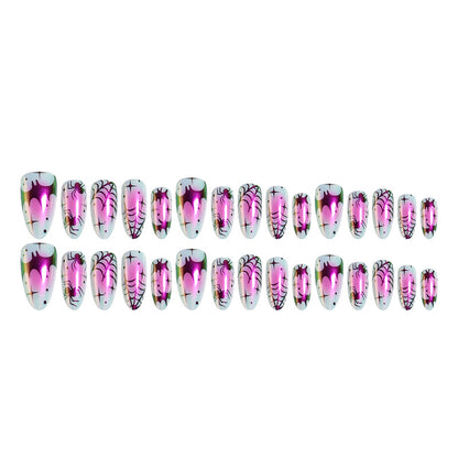 Creative nail art set with creepy spider design and colorful pattern Acalora