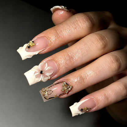 Artistic 3D Floral Press-On Nail Art Set Acalora