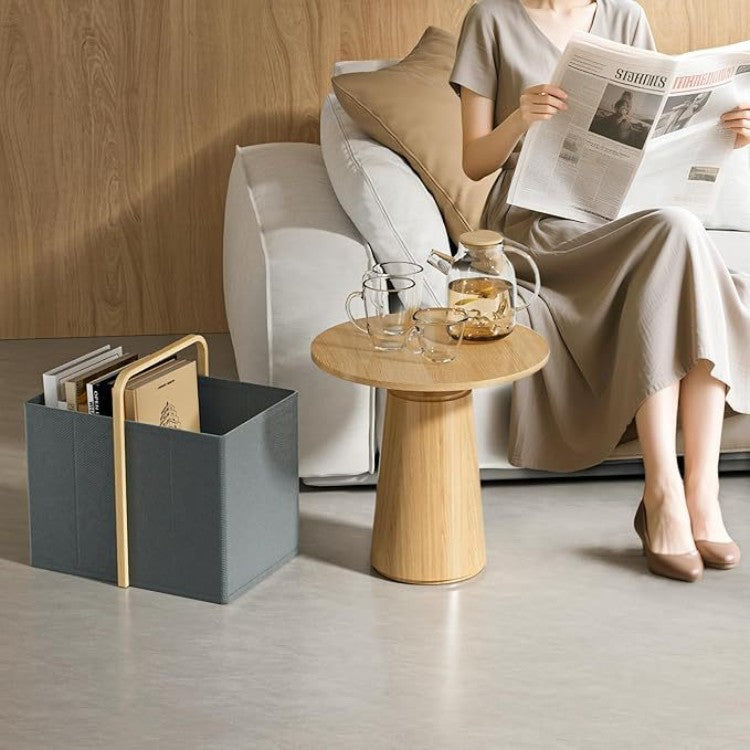 Modern laundry basket with wooden handle Acalora
