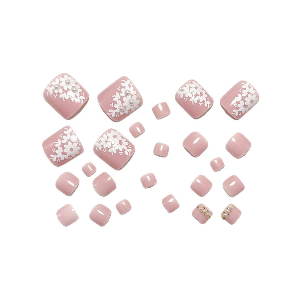 Artificial nails with delicate flower design and elegant accents Acalora