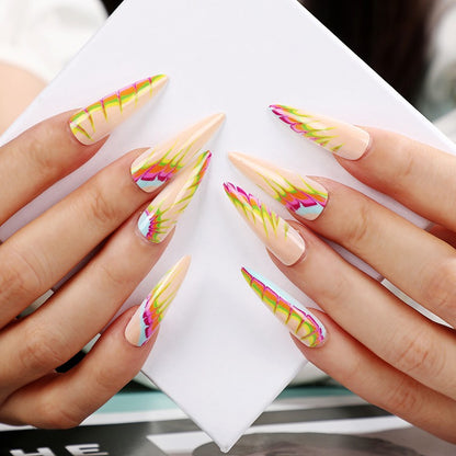 Creative artificial nails with modern wave pattern Acalora