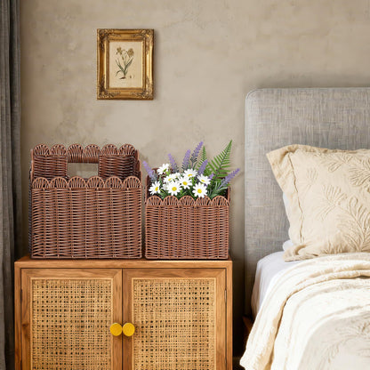 Handcrafted storage basket with curved edge Acalora