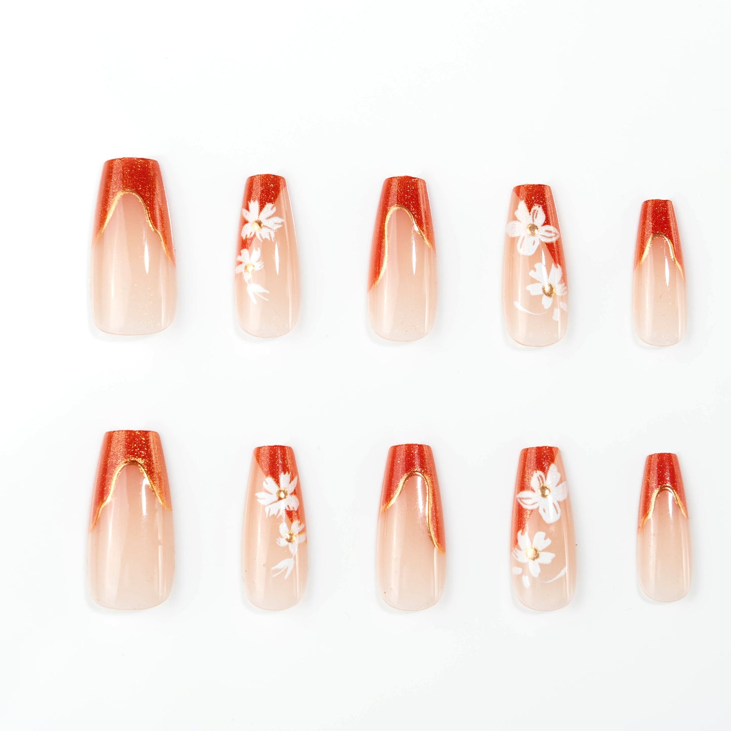 Artificial Nail Set with Floral Accents Acalora