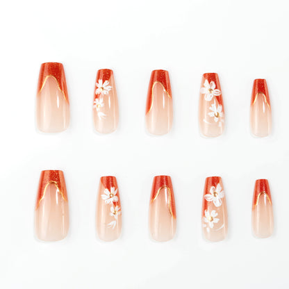 Artificial Nail Set with Floral Accents Acalora