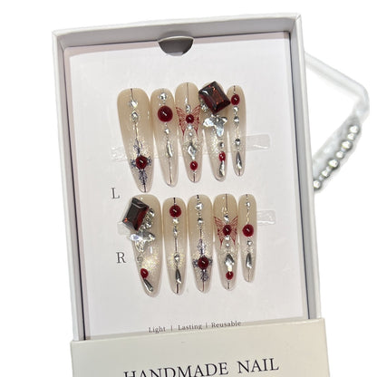 Artistic Floral Embellished Press-On Nail Set Acalora