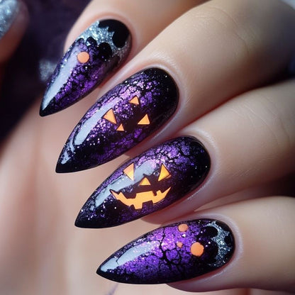 Spooky Pumpkin Themed Nail Art Acalora