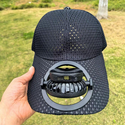 Breathable sports cap with removable USB fan Bowlift