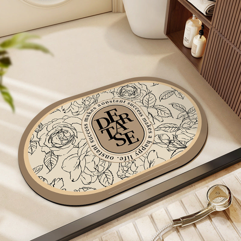 Floral Patterned Bath Mat Acalora