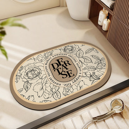 Floral Patterned Bath Mat Acalora