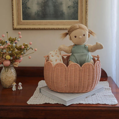 Scalloped Edge Woven Storage Basket Acalora