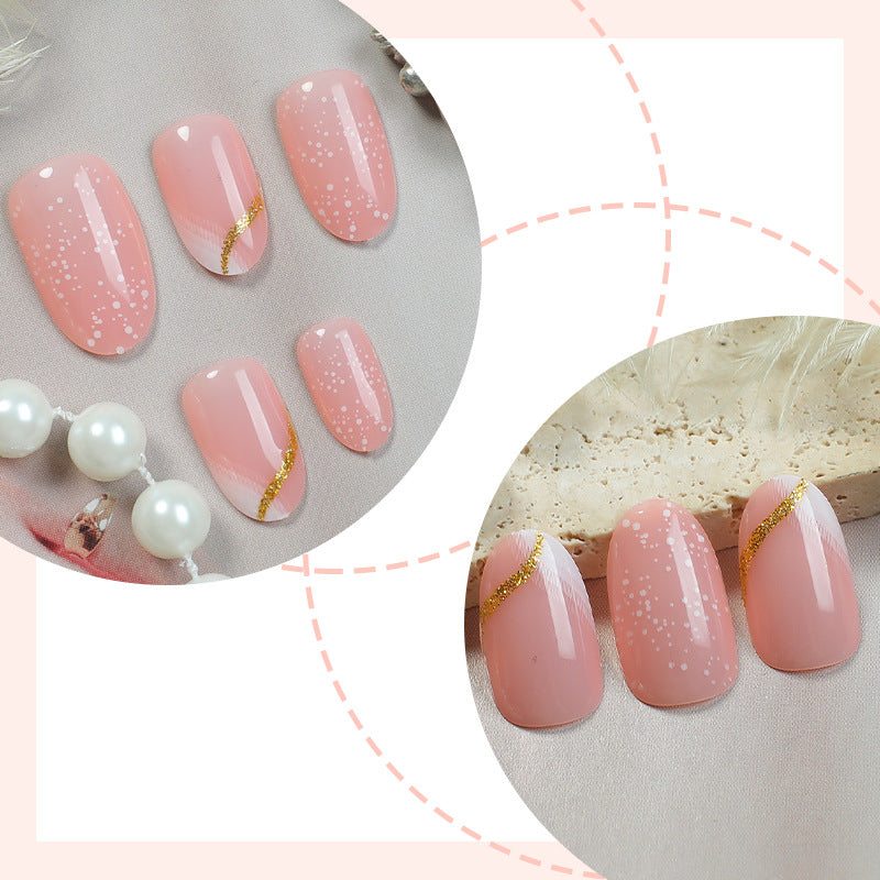 Premium Decorative Press-On Nail Set with Glitter and Gold Accents Acalora
