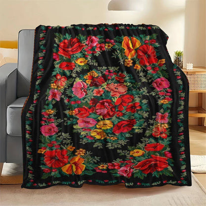 Floral Garden-Themed Plush Blanket