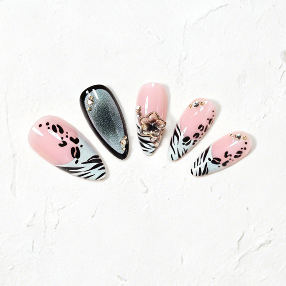 Decorative Stiletto Nail Art Tips with Floral Accents Acalora