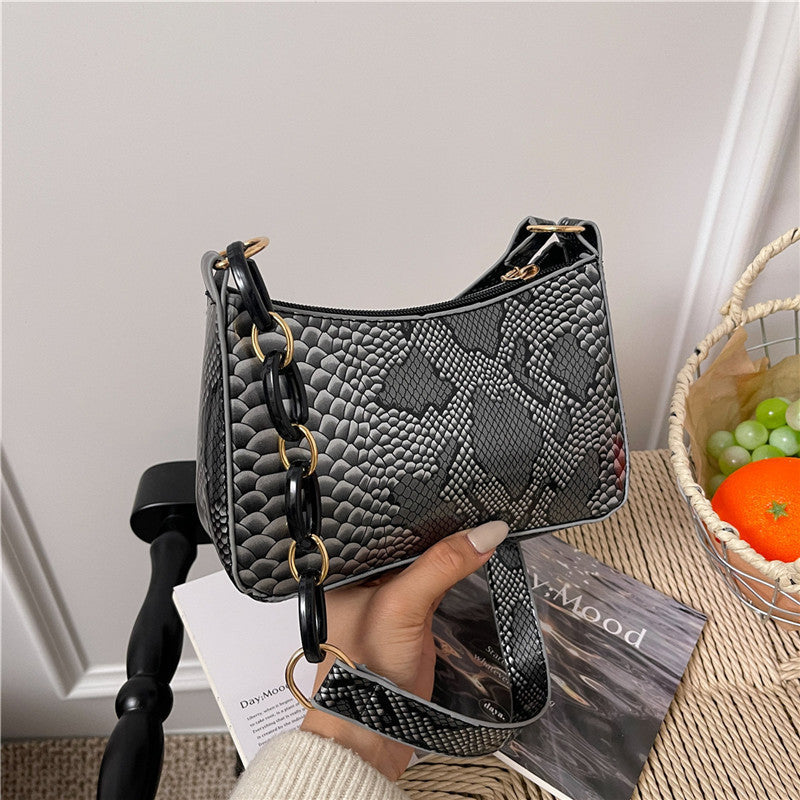Stylish Textured Snakeskin Effect Handbag Acalora