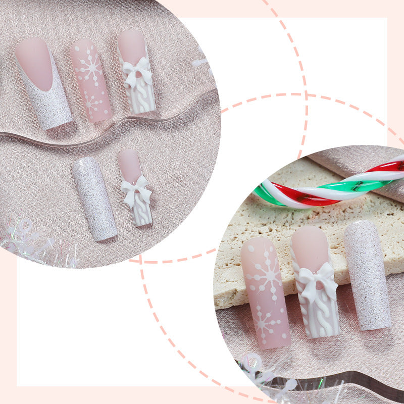 Decorative Press-On Nail Set with Elegant Designs Acalora