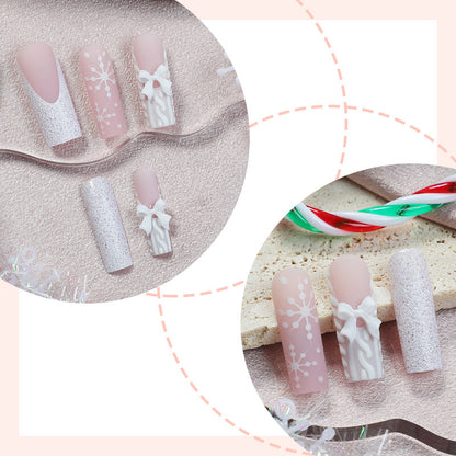 Decorative Press-On Nail Set with Elegant Designs Acalora