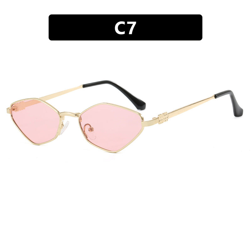 Women's geometric sunglasses with glossy metal frame and polarized lenses Bowlift