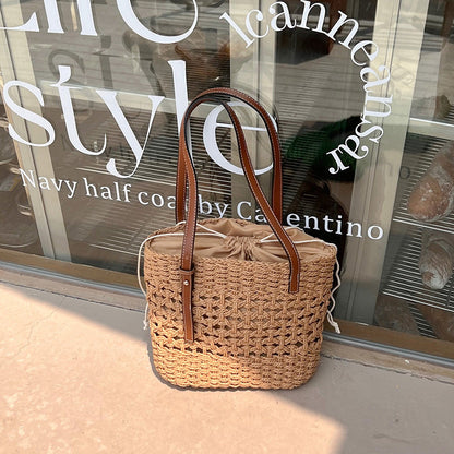 Women's Hand-knotted Basket Bag with high-quality fabric lining Karnz