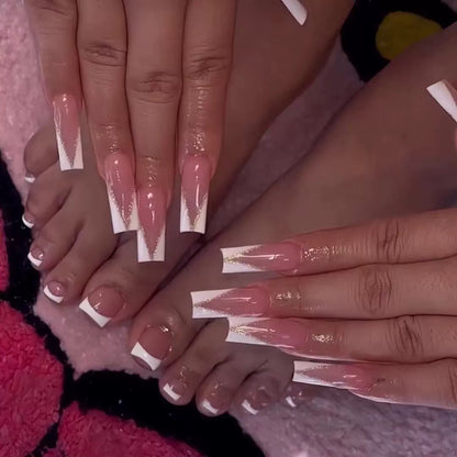 Elegant French Tip Press-On Nail Design Acalora