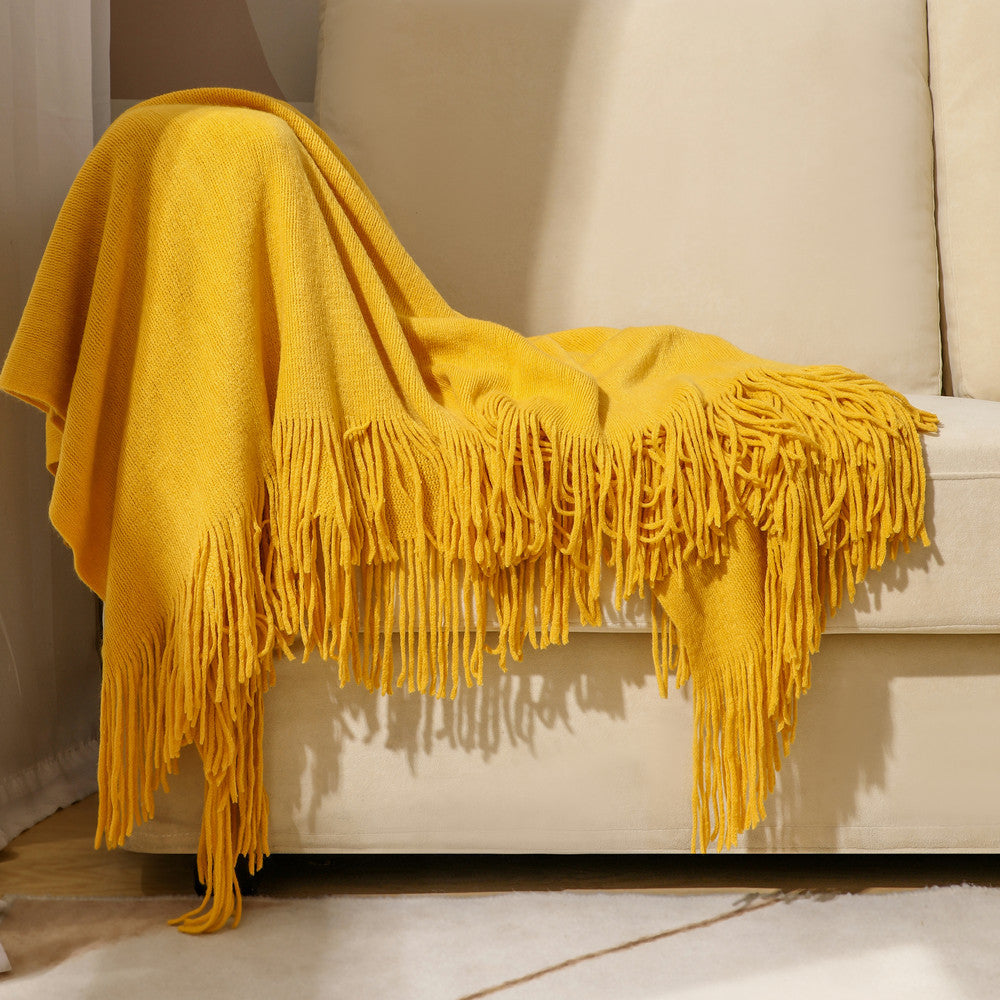 Unisex Luxurious Plush Fringe Throw Blanket