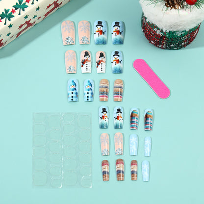 Festive artificial nails with snowman motif Acalora
