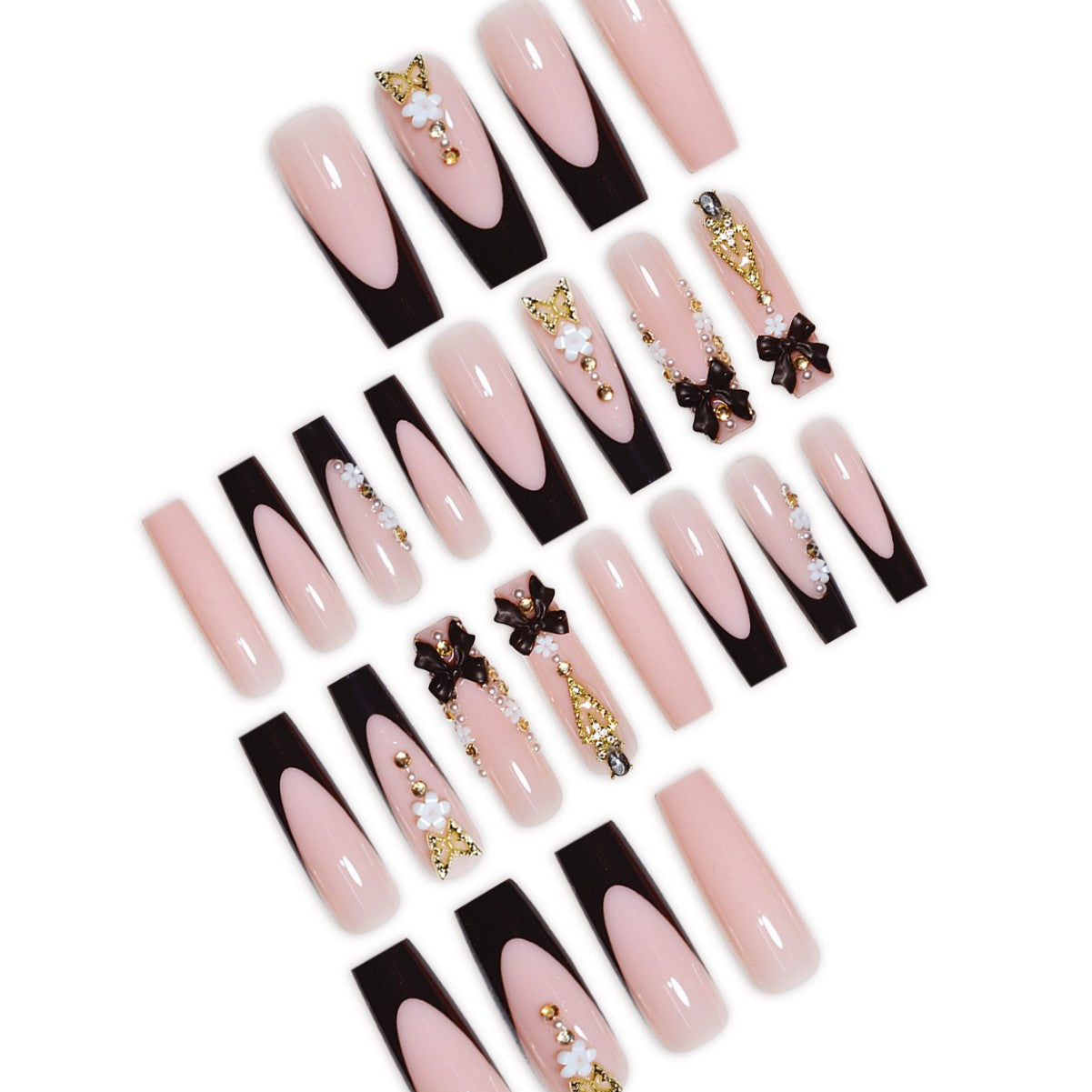 Luxurious 3D Floral Press-On Nail Art Acalora