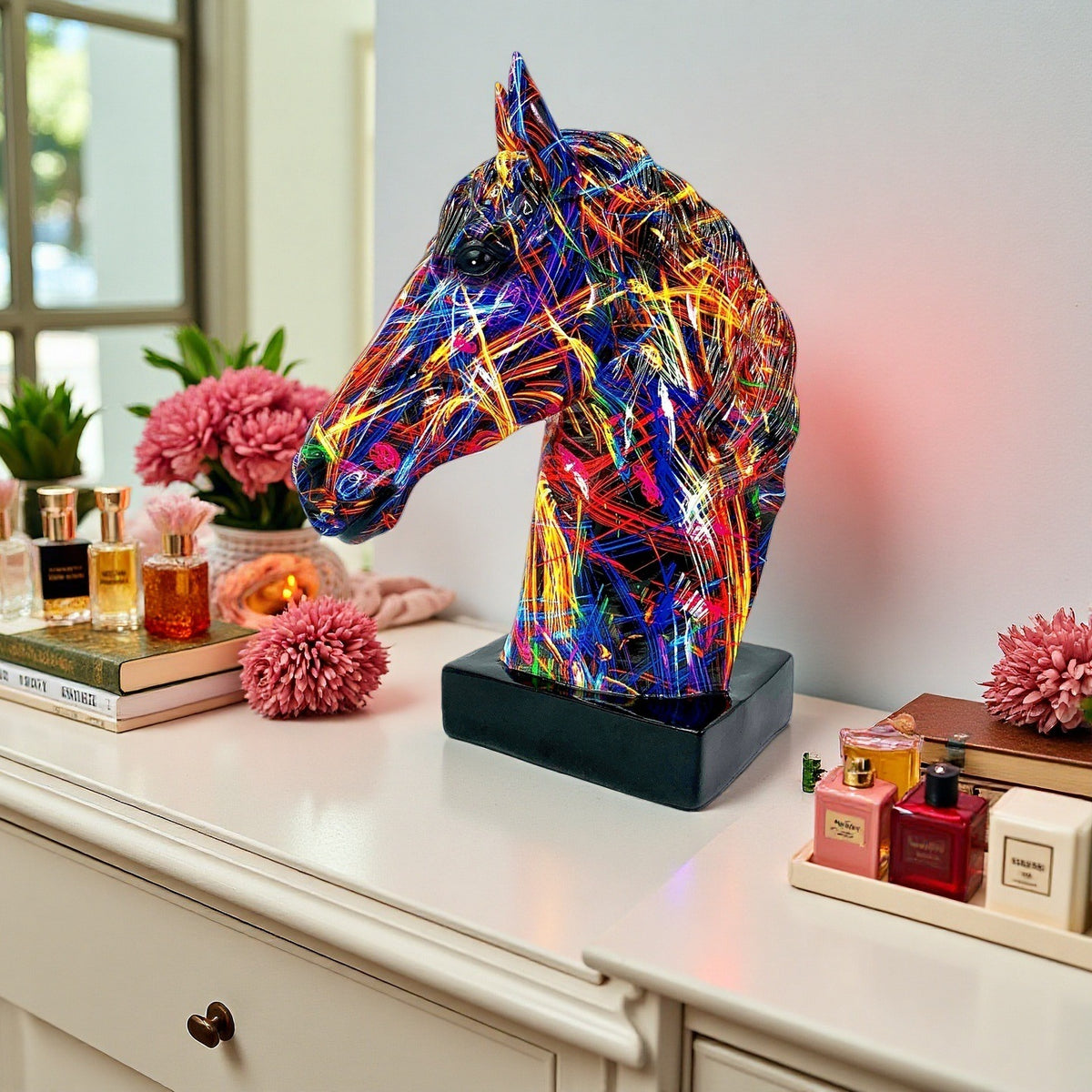 Artful horse sculpture made of high-quality resin Acalora