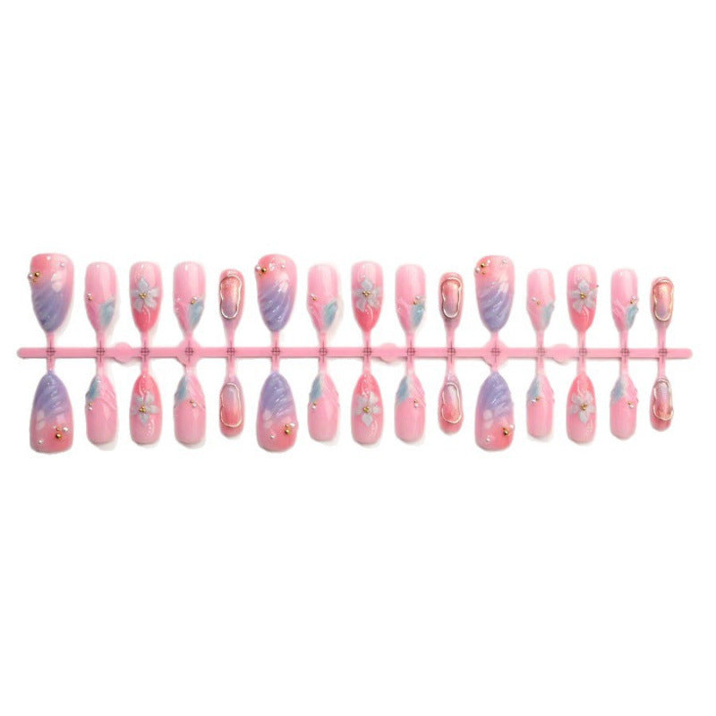 Artificial nails with flower pattern and glamorous accents Acalora