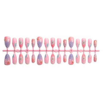 Artificial nails with flower pattern and glamorous accents Acalora
