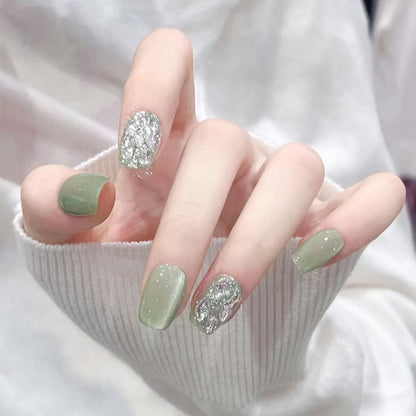 Acrylic nail set with elegant glitter design and creative effects Acalora