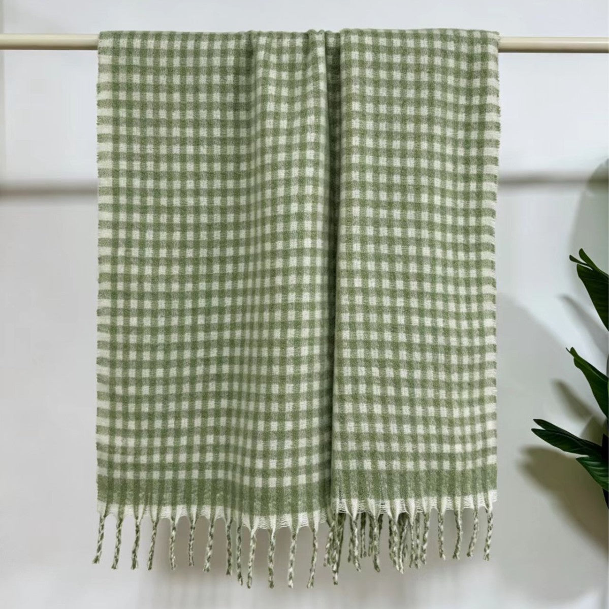 Checkered Fringe Scarf