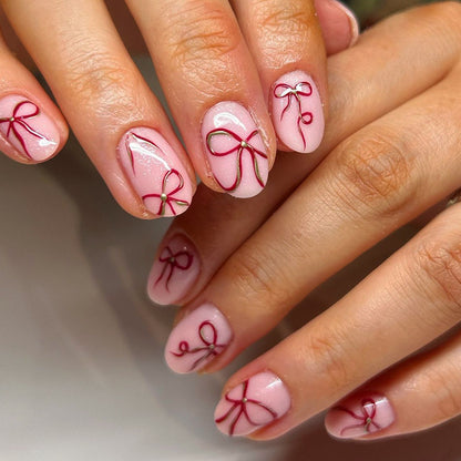 Whimsical Bow Embellished Press-On Nails Acalora