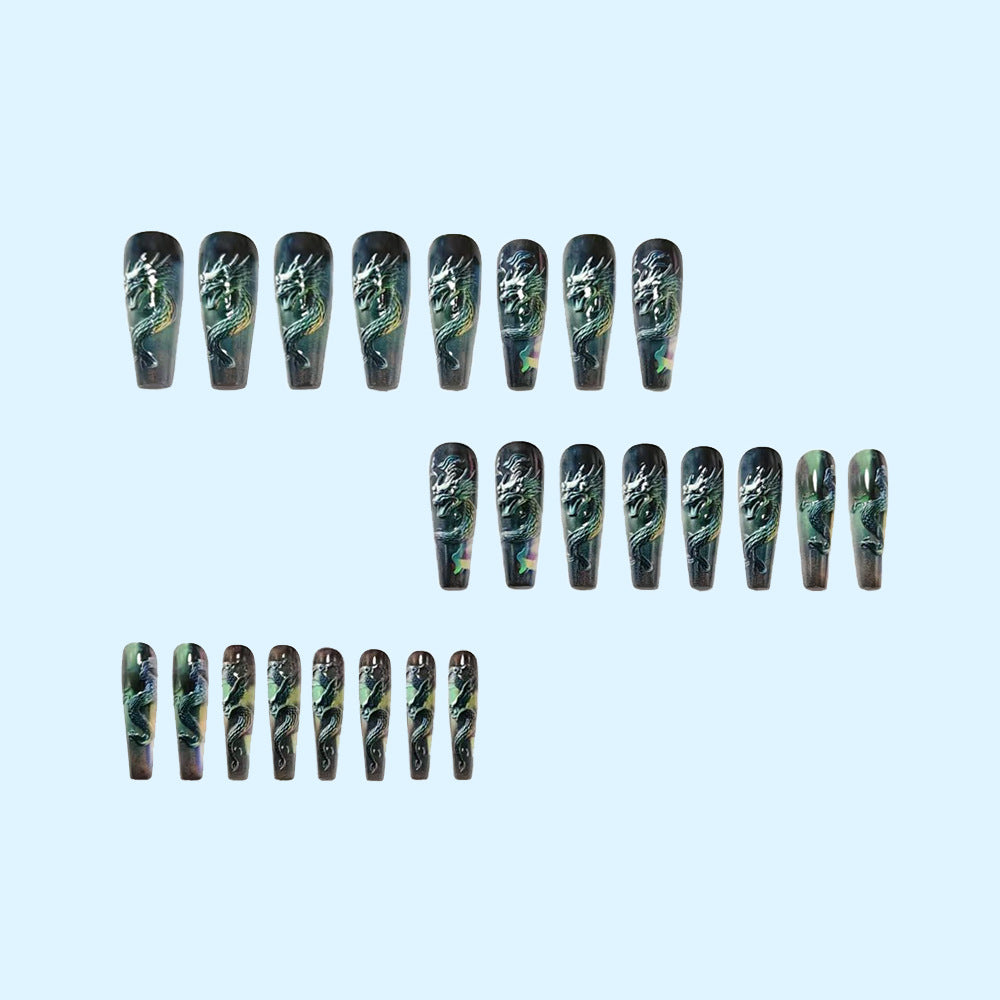 Artificial nails with 3D dragon design Acalora