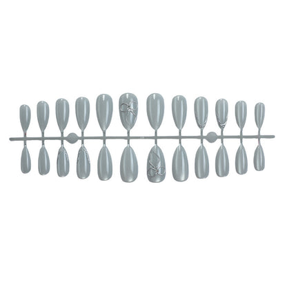 Stylish Press-On Nail Set with Elegant Silver Accents Acalora