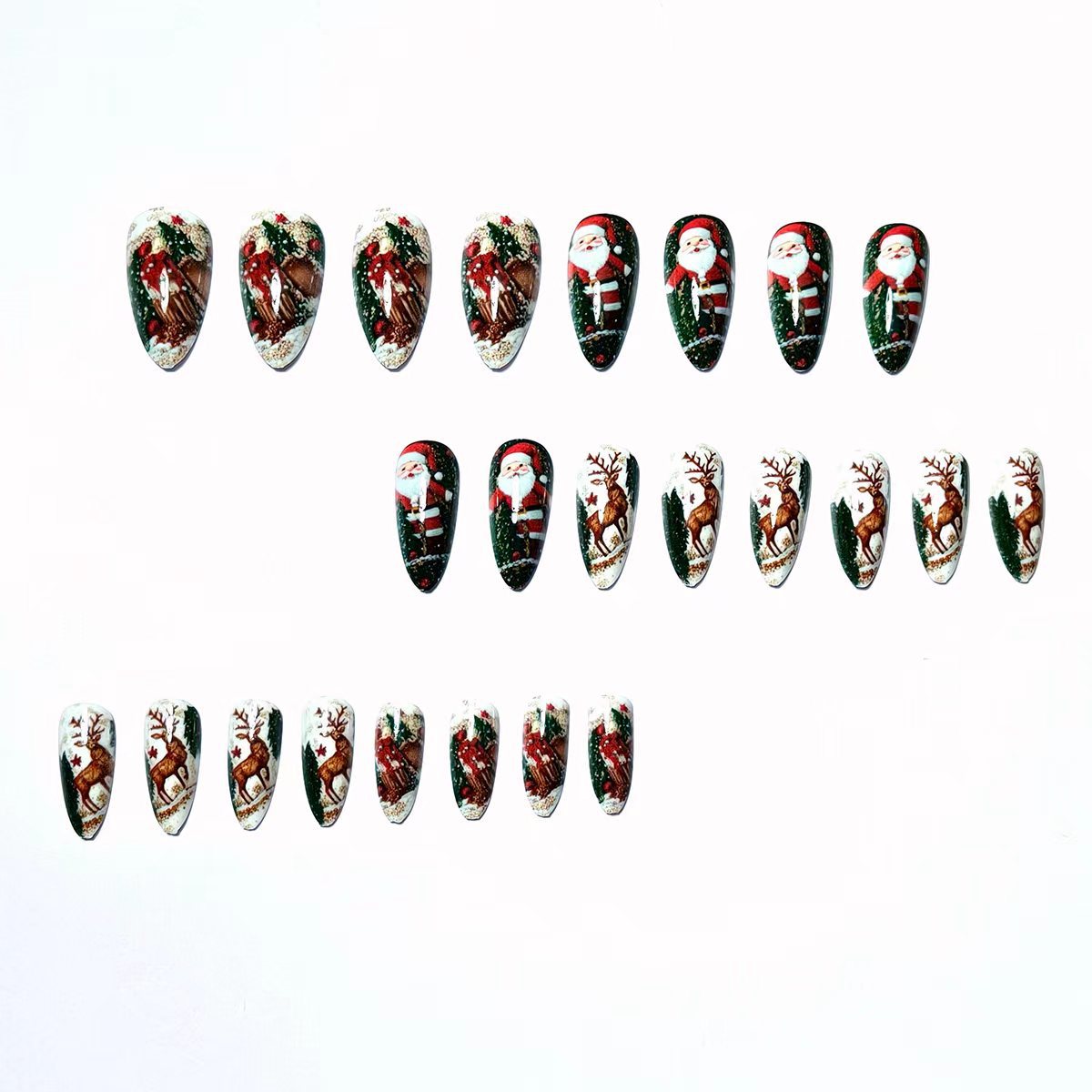 Festive Reindeer and Santa Nail Art Acalora