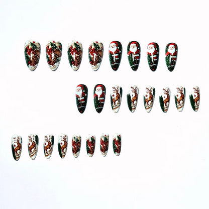 Festive Reindeer and Santa Nail Art Acalora
