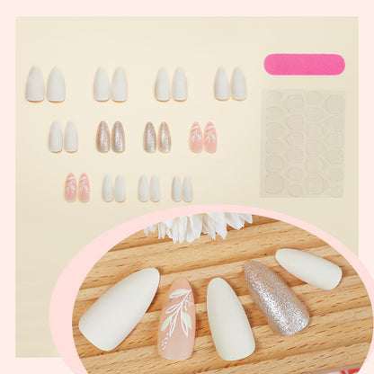 Elegant Press-On Nail Art Set with Floral Accents Acalora