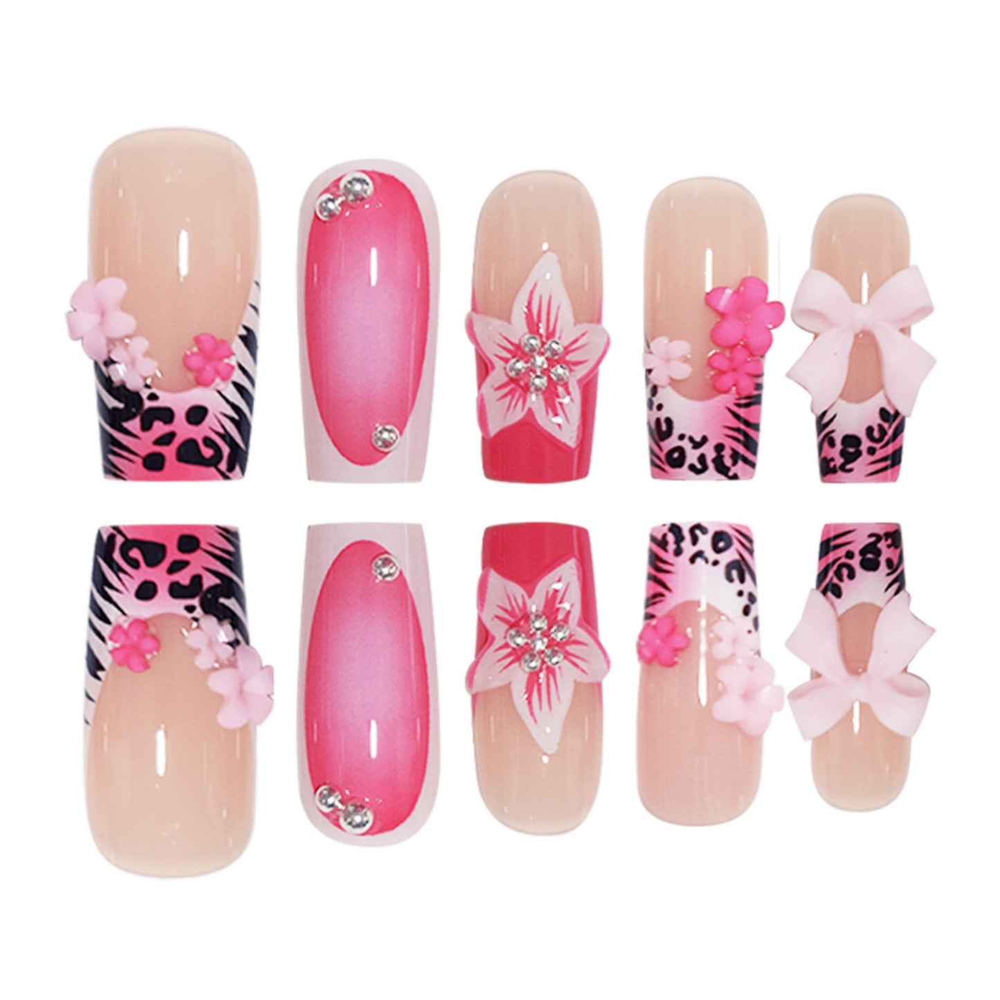 Artistic Floral Press-On Nail Art Set Acalora
