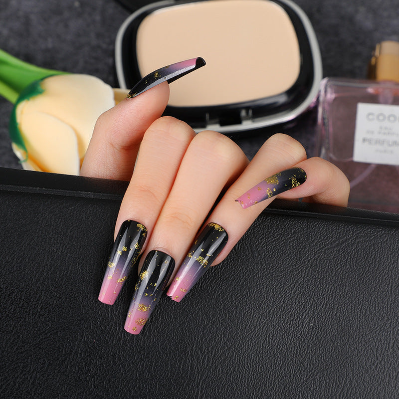 Elegant artificial nails with gold accents Acalora