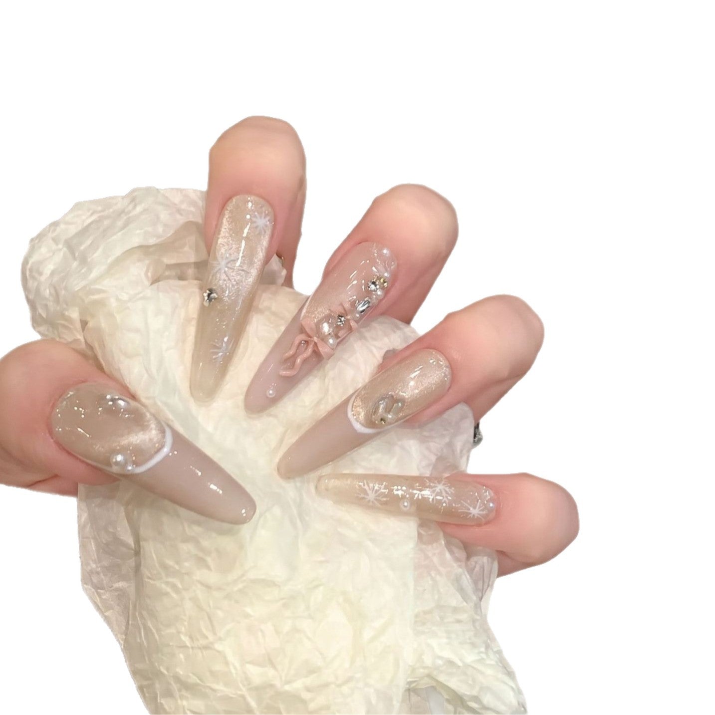 Decorative Stiletto Press-On Nail Set with Artistic Accents Acalora