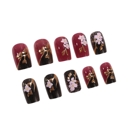 Artificial nails with elegant floral accents Acalora