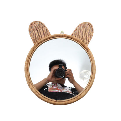 Round Wall Mirror with Rattan Design Acalora